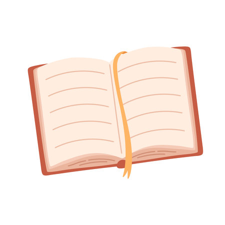 Open book or diary with bookmark. Literature. World book day. Vector illustration in flat styleのイラスト素材