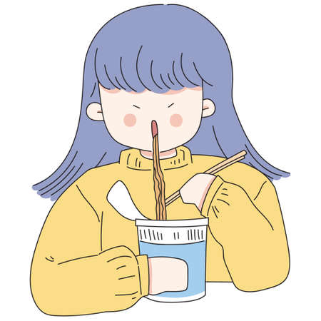 Minimalist Asian Girl Character illustration vector. This vector is perfectly crafted for various purposesのイラスト素材