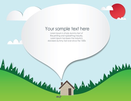 Paper cut home and landscapeのイラスト素材