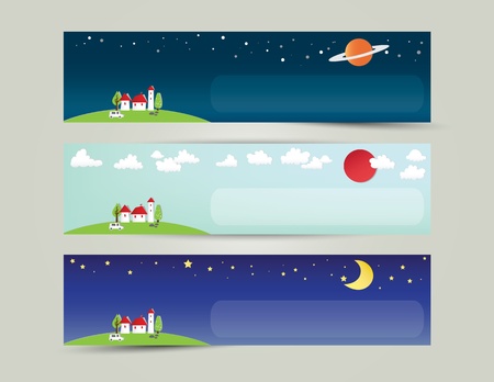 Colorful abstract city and the universe bannerのイラスト素材