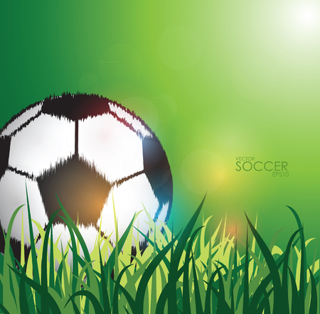 soccer ball on the field background, vector illustrationのイラスト素材