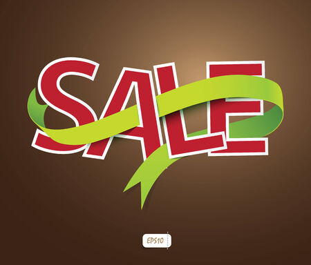  sale text with ribbon  Vector design elements のイラスト素材