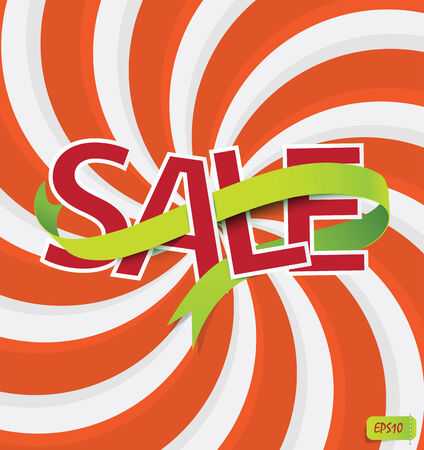  sale text with ribbon  Vector design elements のイラスト素材