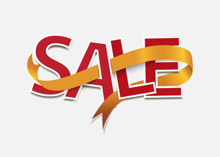  sale text with ribbon  Vector design elements のイラスト素材