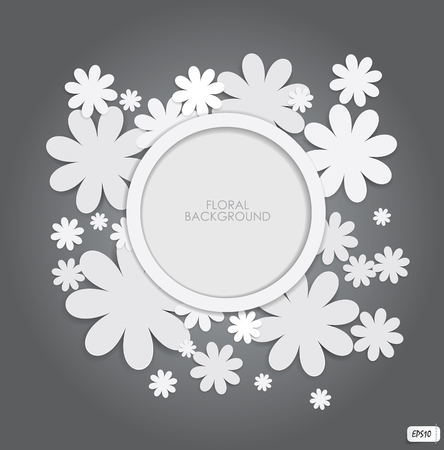 Speech bubble with paper flowersのイラスト素材