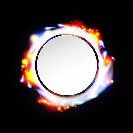 illustration of digital flare frame in circular frame with notes.のイラスト素材