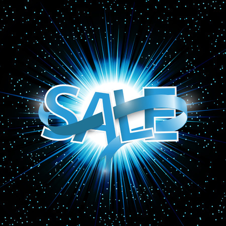 Abstract sale with ribbon background design with a burst, lens flare. Vector illustration.のイラスト素材