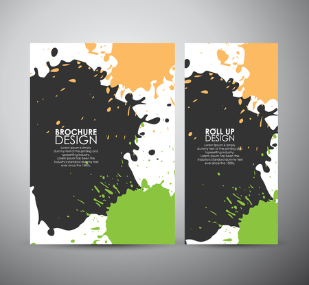 Abstract Color paint splashes brochure business design template or roll up. Vector illustrationのイラスト素材