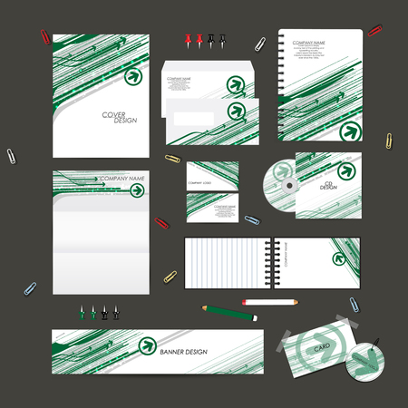 Stationery template design set with arrow technology on background. Template for Business artworks.のイラスト素材