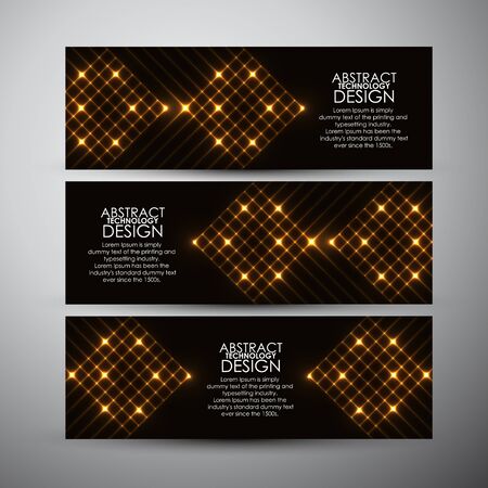 Vector banners set with Abstract gold square shining backgroundのイラスト素材