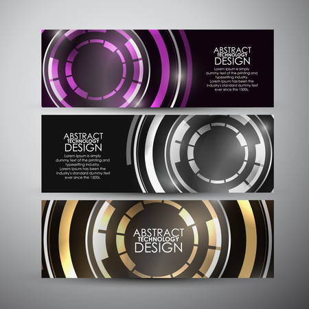 banners set with Abstract Modern technology circles background.のイラスト素材