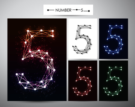 Molecule Number  \"5\" Trendy alphabet fonts of sparkling brilliantsのイラスト素材