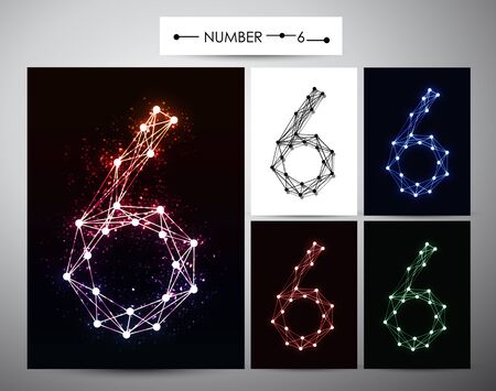 Molecule Number  \"6\" Trendy alphabet fonts of sparkling brilliantsのイラスト素材