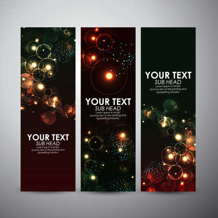 Vector banners set with Abstract bokeh digital background. Vector illustration.のイラスト素材