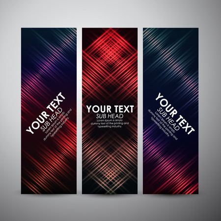 Vector banners set with Abstract digital blue light effect background. Vector illustration.のイラスト素材