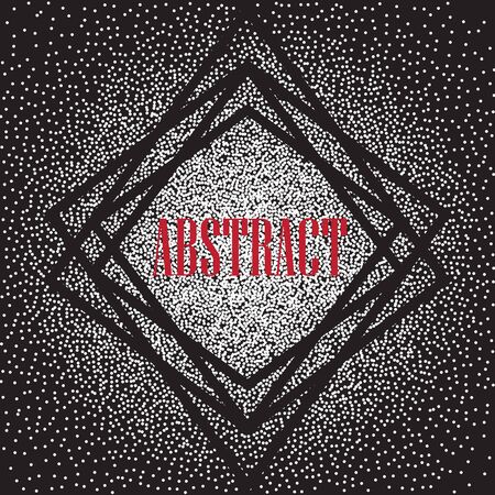 Abstract White Dots on black background in Black geometric frame.のイラスト素材