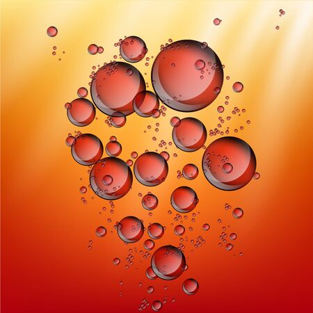 Abstract red Water bubbles rising on shiny background. blood vector background.のイラスト素材