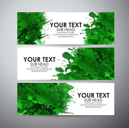 Abstract green watercolor. Vector banners set background.のイラスト素材
