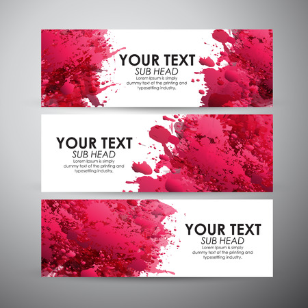 Abstract red watercolor. Vector banners set background.のイラスト素材