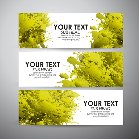 Abstract yellow watercolor. Vector banners set background.のイラスト素材