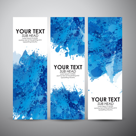 Abstract blue watercolor. Vector vertical banners set background.のイラスト素材