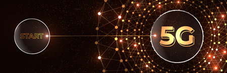 5G network banner. 5G Network Internet Mobile Wireless Business concept. Abstract technology...