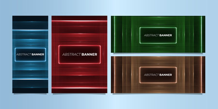 Set of Abstract futuristic and technology banner background, Abstract art wallpaper. Vector banner.のイラスト素材