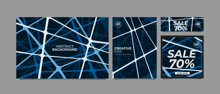 Set of Abstract background texture design, blue stripes and shapes. Corporate report cover, web banner, presentation, branding, poster, sale banner. vector banner background.のイラスト素材