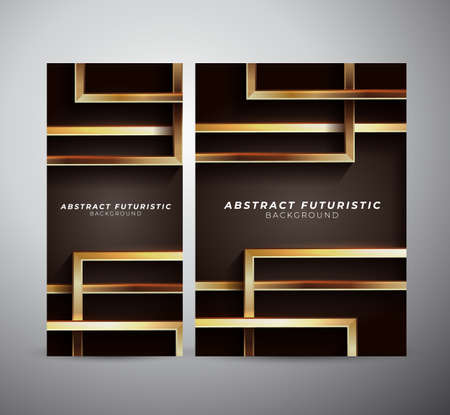 Abstract Realistic modern golden frame Free Vector Background. futuristic background, Abstract art wallpaper. Vector illustrationのイラスト素材