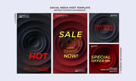 Social media post sale collection futuristic circle geometric seamless pattern gradients template Background design. Abstract Business technology banner background, Abstract art. Vector illustration.のイラスト素材