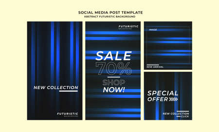 Social media post sale collection futuristic lighting geometric and seamless pattern gradients...