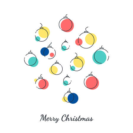 Doodle style Christmas tree toys vector illustration on white background. Trendy design for web or printing.のイラスト素材