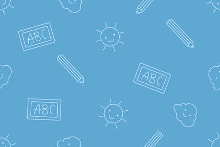 Vector seamless patern for children. Back to school concept.のイラスト素材