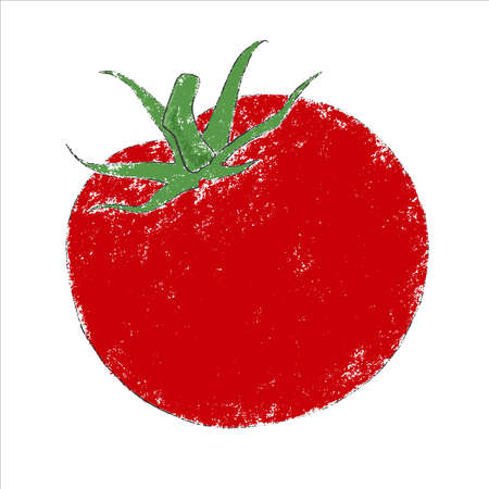 Grungy tomato vector illustration isolated on white backgroundのイラスト素材