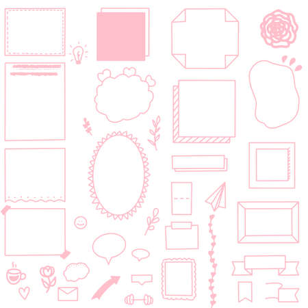 Hand drawn doodles for time planning, ideas or bullet journaling.のイラスト素材