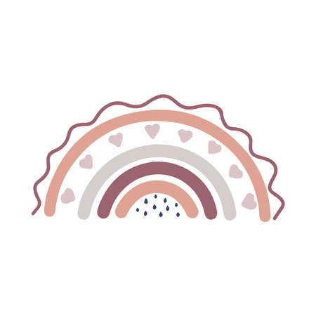 Scandinavian style rainbow with abstract dots in different colors for design or print hand drawn vector illustration isolated on white background.のイラスト素材