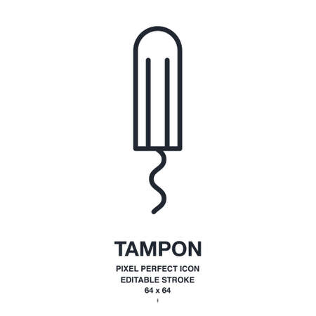 Menstrual tampon editable stroke outline icon isolated on white background vector illustration. Pixel perfect. 64 x 64.のイラスト素材