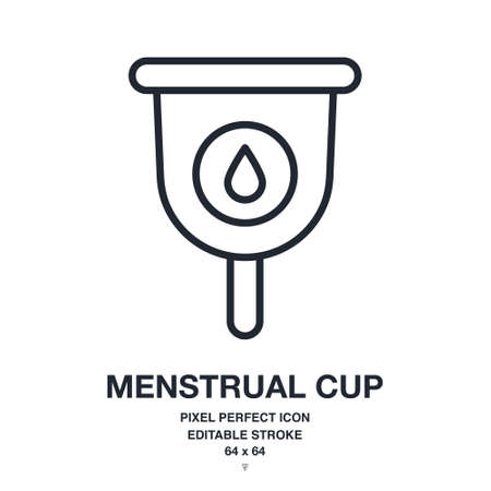 Menstrual cup editable stroke outline icon isolated on white background vector illustration. Pixel perfect. 64 x 64.のイラスト素材