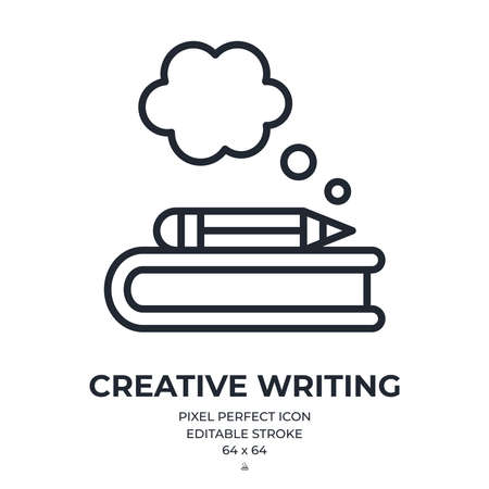 Creative writing concept editable stroke outline icon isolated on white background flat vector illustration. Pixel perfect. 64 x 64.のイラスト素材