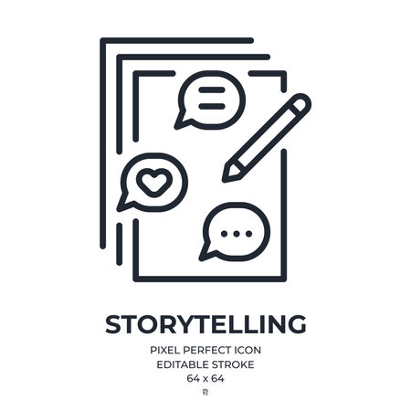 Storytelling concept editable stroke outline icon isolated on white background flat vector illustration. Pixel perfect. 64 x 64.のイラスト素材