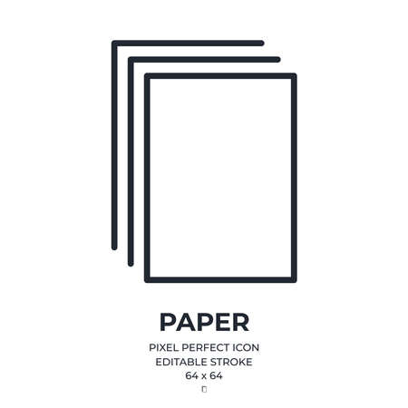 Paper editable stroke outline icon isolated on white background flat vector illustration. Pixel perfect. 64 x 64.のイラスト素材