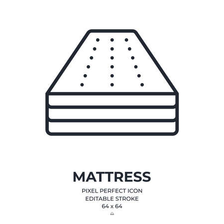 Mattress editable stroke outline icon isolated on white background flat vector illustration. Pixel perfect. 64 x 64.のイラスト素材