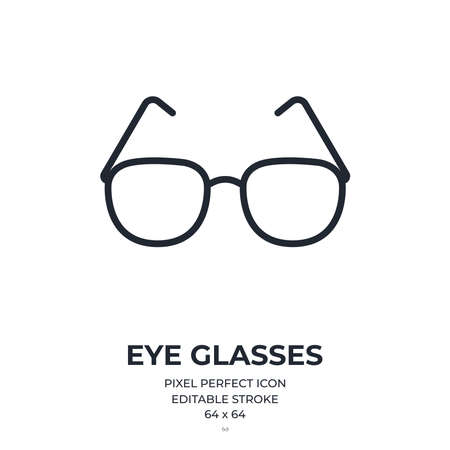 Eye glasses editable stroke outline icon isolated on white background flat vector illustration. Pixel perfect. 64 x 64.のイラスト素材