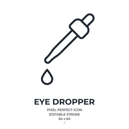 Eye dropper editable stroke outline icon isolated on white background flat vector illustration. Pixel perfect. 64 x 64.のイラスト素材
