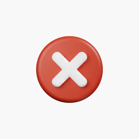 3D render rejection cross icon isolated on white background vector illustration. Error or fail concept.のイラスト素材