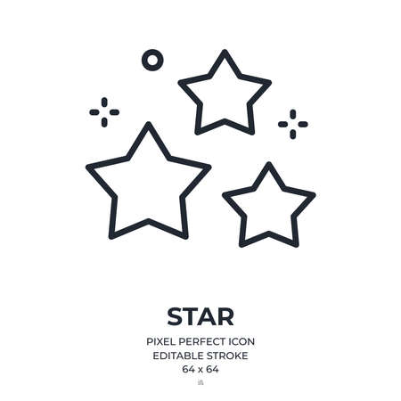 Sparkling stars as celebration or congratulations concept editable stroke outline icon isolated on...