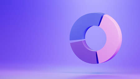 3d render donut chart minimal icon on purple background illustration. business and market analysis concept.の写真素材