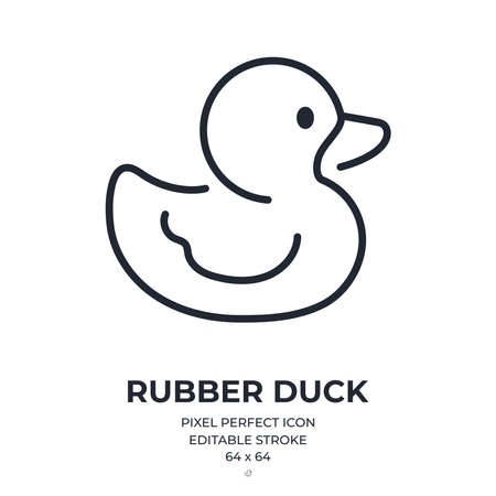 Rubber duck editable stroke outline icon isolated on white background flat vector illustration. Pixel perfect. 64x64.のイラスト素材