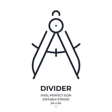 Divider editable stroke outline icon isolated on white background flat vector illustration. Pixel perfect. 64x64.のイラスト素材