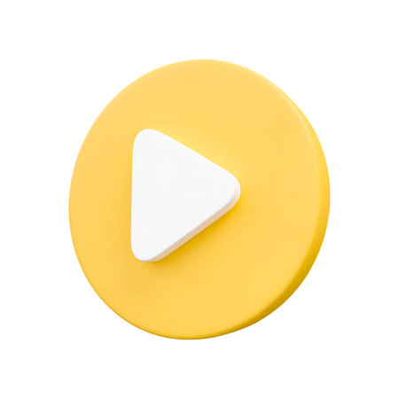 3D render round yellow play sign isolated on white background vector illustration.のイラスト素材